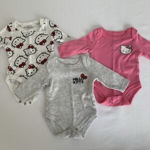 Hello Kitty Bodysuit 3 Pack Baby Girl Newborn NB One Piece Long Sleeve Play Cute